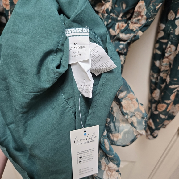 NWT Cupshe Floral Green Dress, Medium - Picture 8 of 10